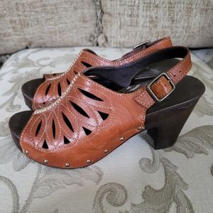 Dansko Rowena Leather Platform Clog Sandals • EU Sz 37